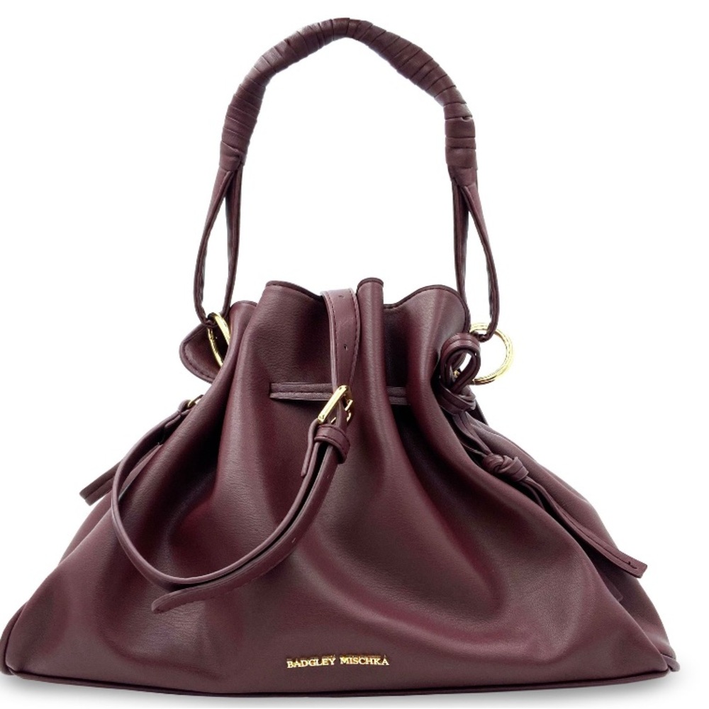 Badgley Mischka Wine Colored Vegan Leather Dumpling Purse